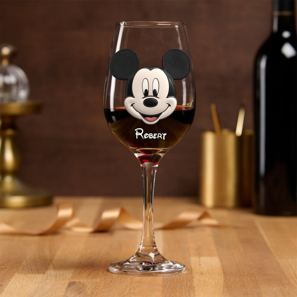 Personalized Mouse Wine Glass with Long Stem Custom Name Gift Wine Glass With Long Stem GradoCreations