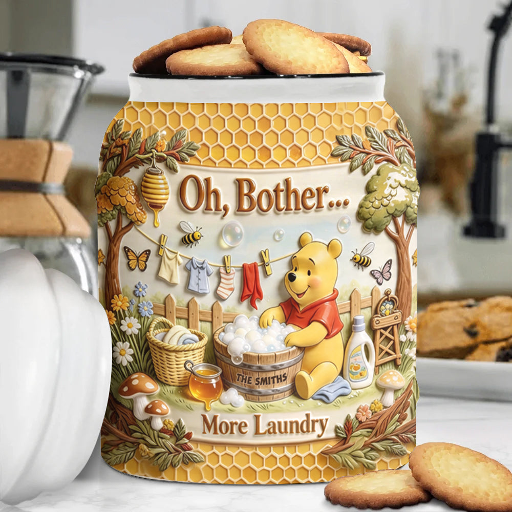Personalized Ceramic Cookie Jar with Yellow Bear Design for Home Cookie Jar GradoCreations