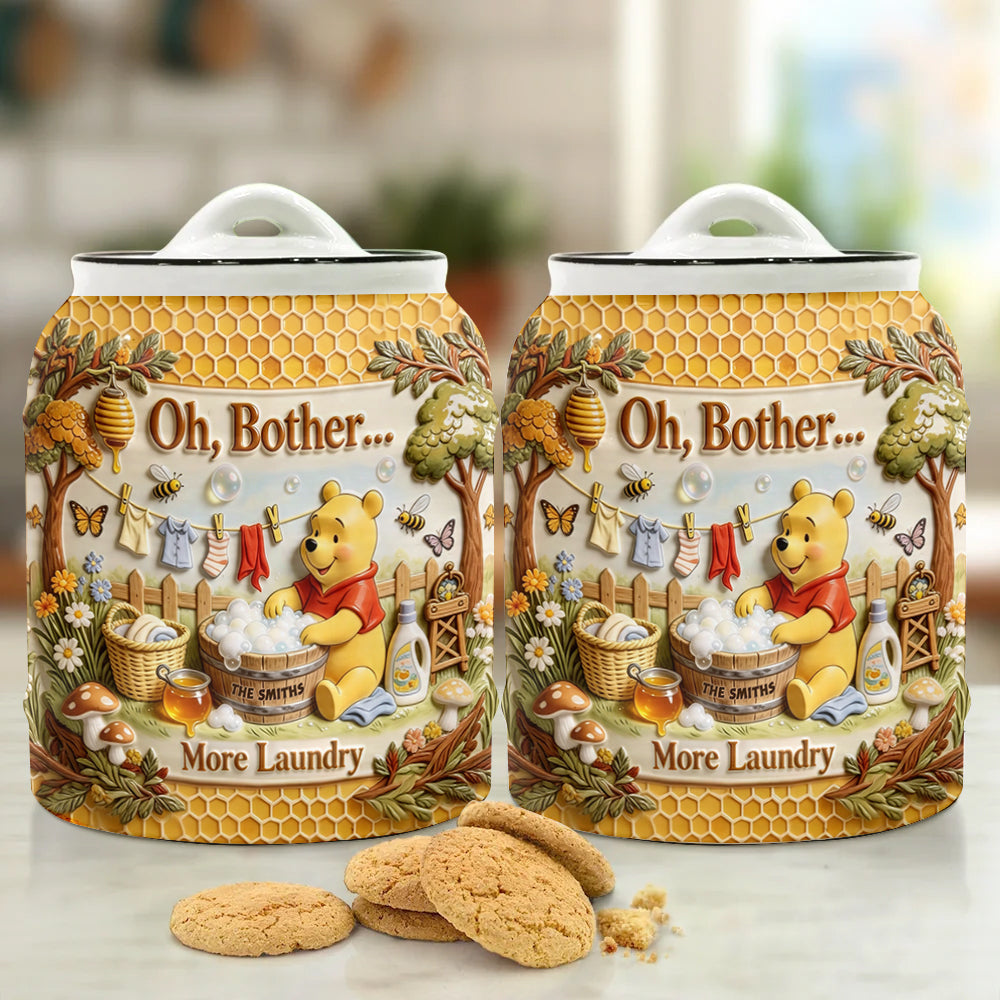Personalized Ceramic Cookie Jar with Yellow Bear Design for Home Cookie Jar GradoCreations