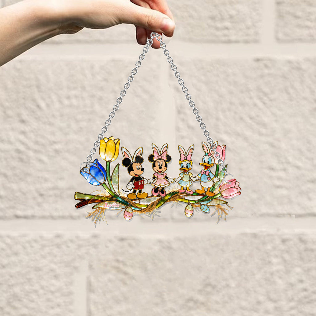 Personalized Disney Mouse Suncatcher Ornament for Easter Window Hanging Suncatcher Ornament GradoCreations