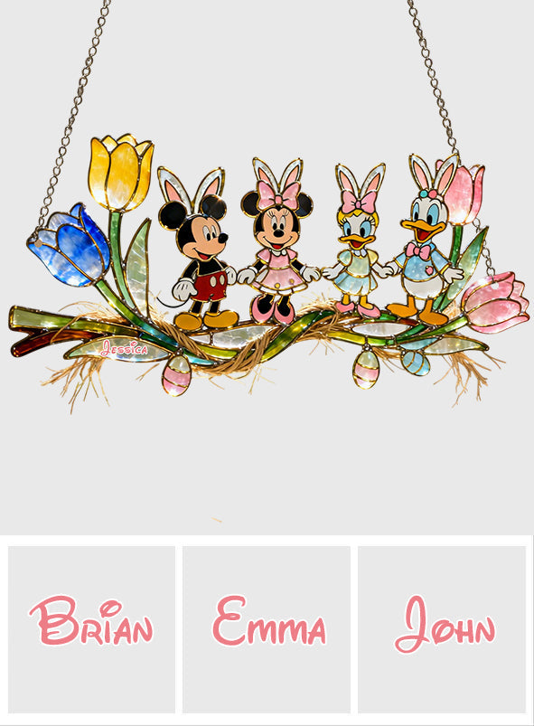 Personalized Disney Mouse Suncatcher Ornament for Easter Window Hanging Suncatcher Ornament GradoCreations