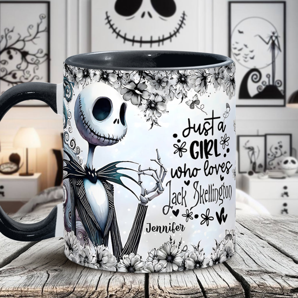 Personalized Nightmare Accent Mug Just a Girl Who Loves Jack Skellington Gift Accent Mug GradoCreations