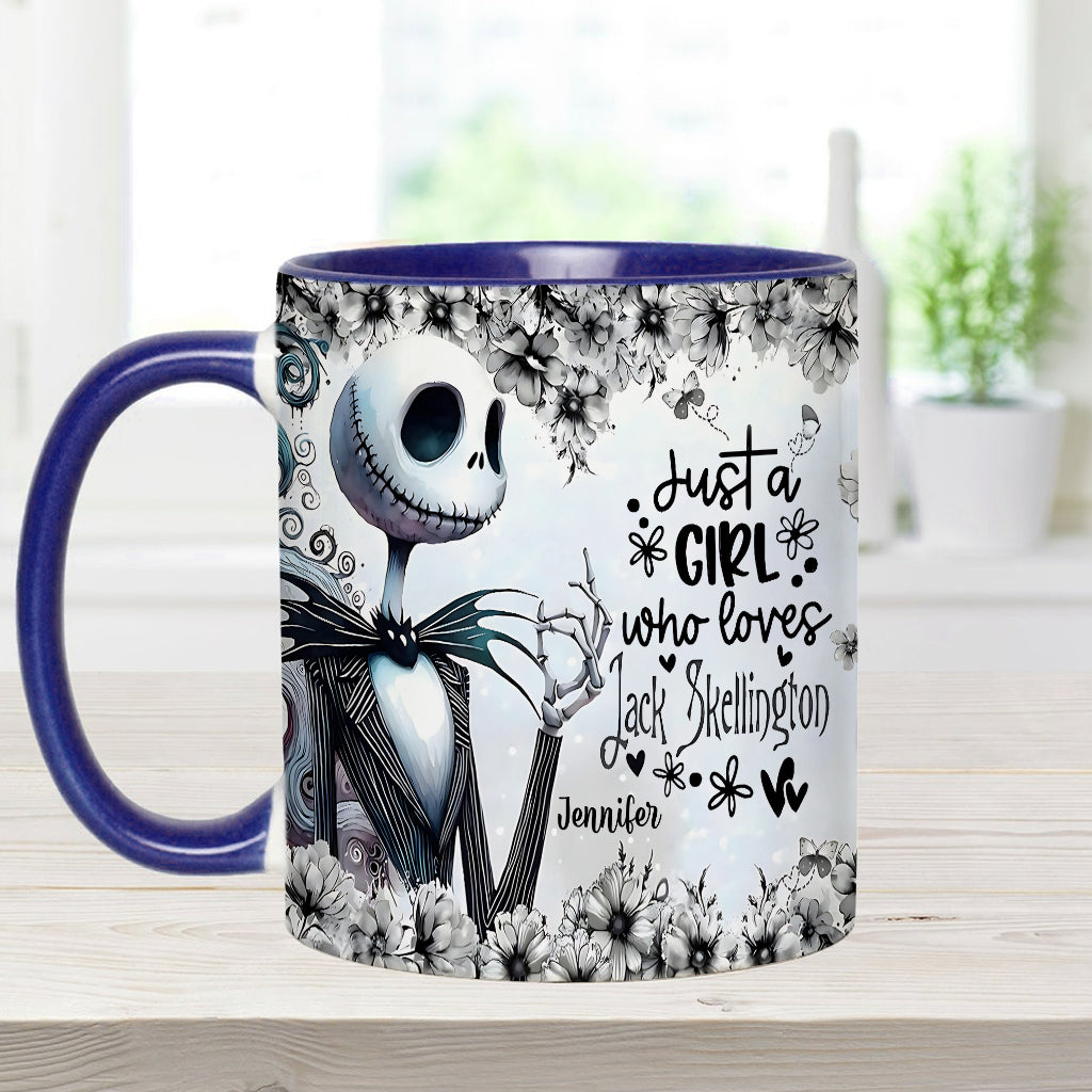 Personalized Nightmare Accent Mug Just a Girl Who Loves Jack Skellington Gift Accent Mug GradoCreations