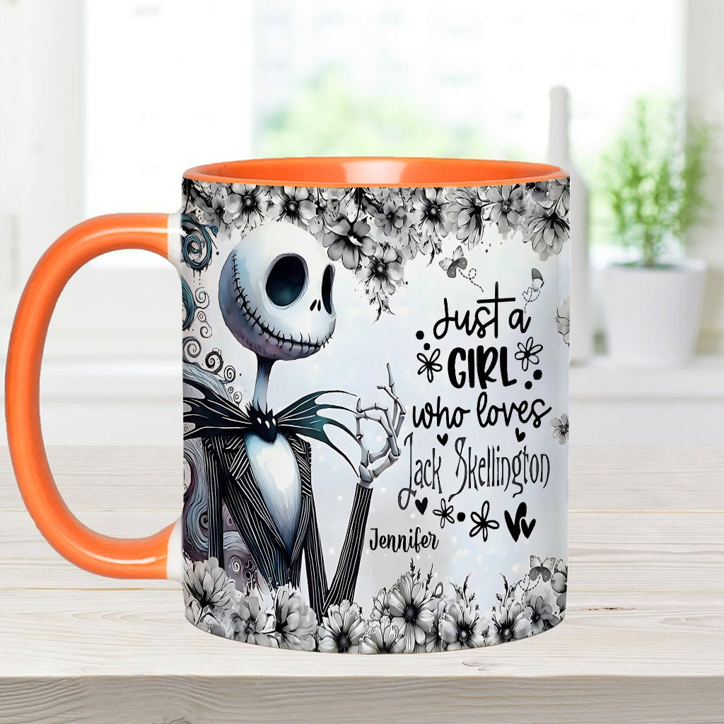 Personalized Nightmare Accent Mug Just a Girl Who Loves Jack Skellington Gift Accent Mug GradoCreations