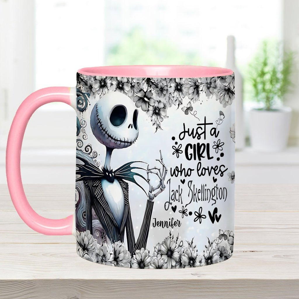 Personalized Nightmare Accent Mug Just a Girl Who Loves Jack Skellington Gift Accent Mug GradoCreations