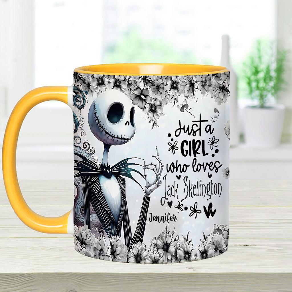 Personalized Nightmare Accent Mug Just a Girl Who Loves Jack Skellington Gift Accent Mug GradoCreations