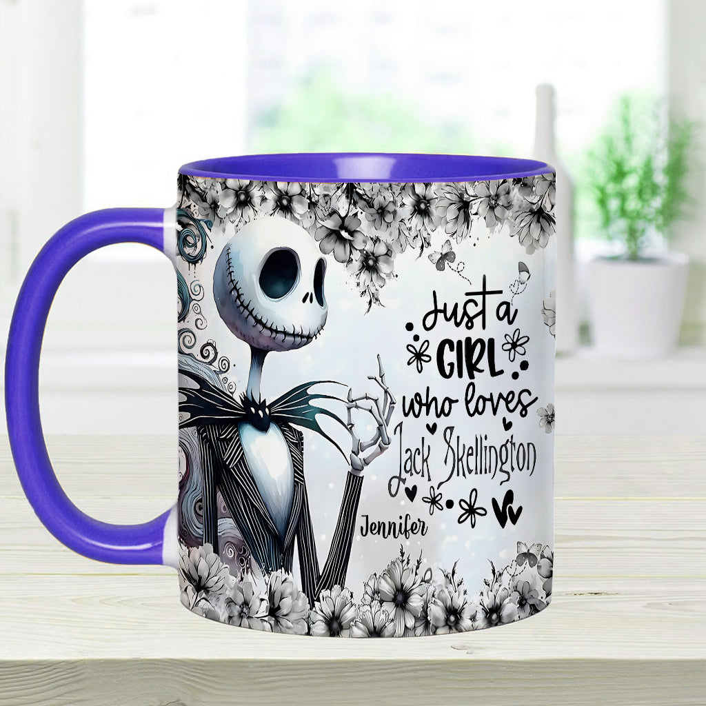 Personalized Nightmare Accent Mug Just a Girl Who Loves Jack Skellington Gift Accent Mug GradoCreations