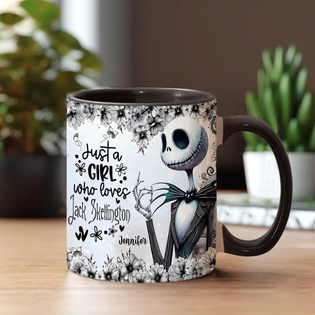 Personalized Nightmare Accent Mug Just a Girl Who Loves Jack Skellington Gift Accent Mug GradoCreations