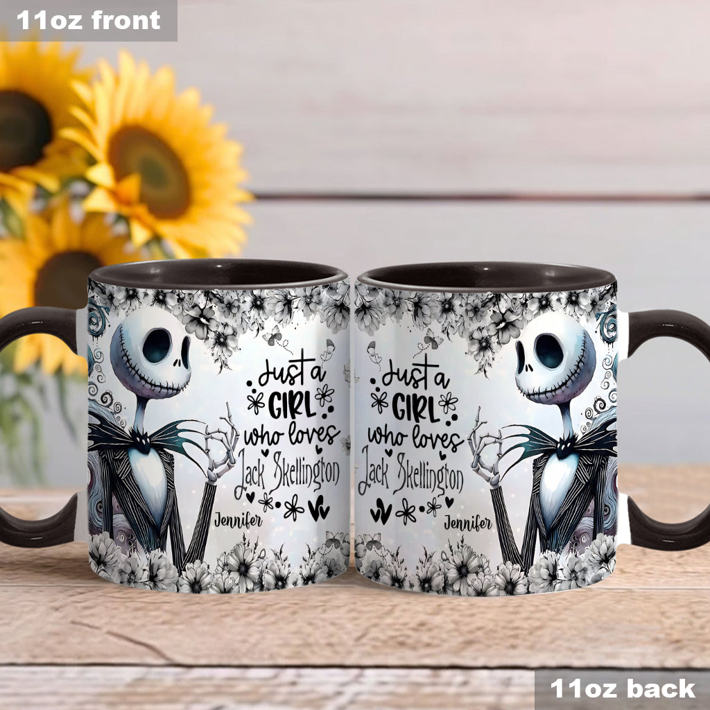 Personalized Nightmare Accent Mug Just a Girl Who Loves Jack Skellington Gift Accent Mug GradoCreations