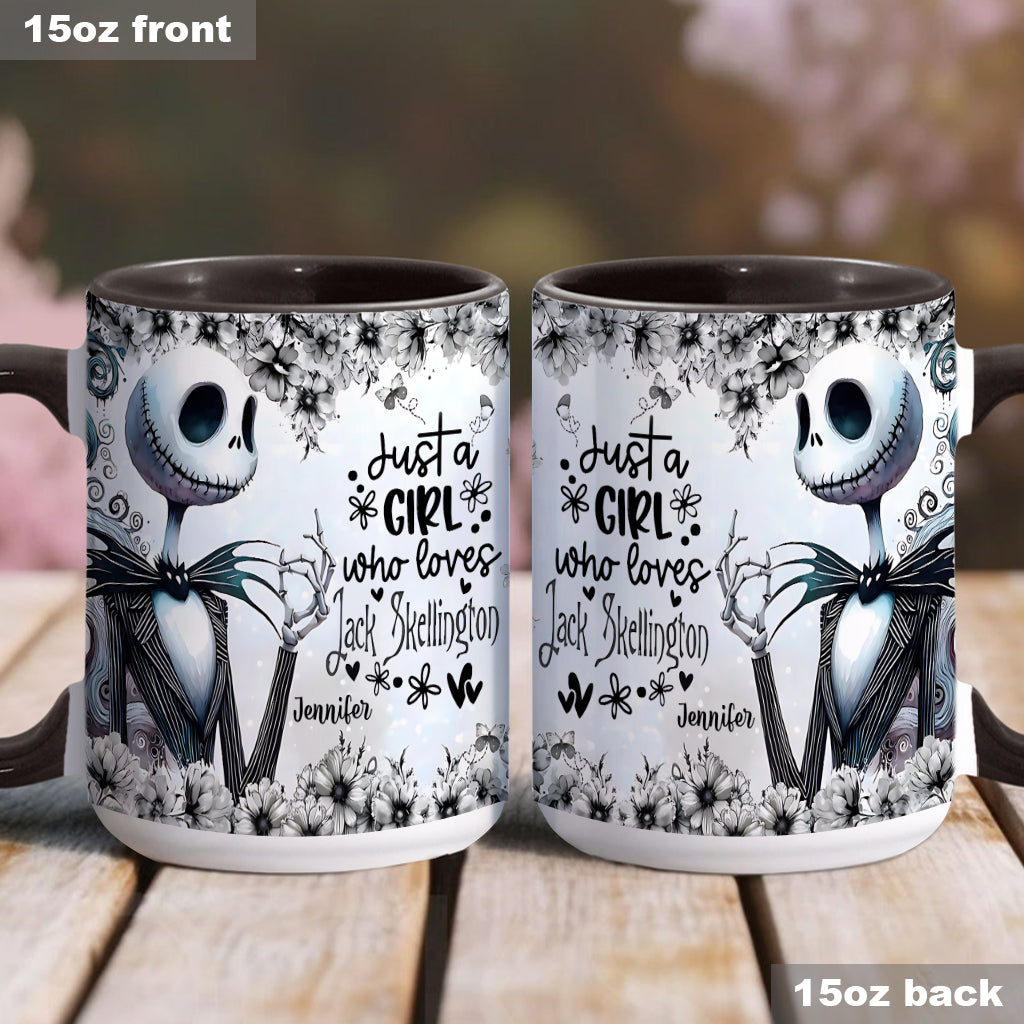 Personalized Nightmare Accent Mug Just a Girl Who Loves Jack Skellington Gift Accent Mug GradoCreations