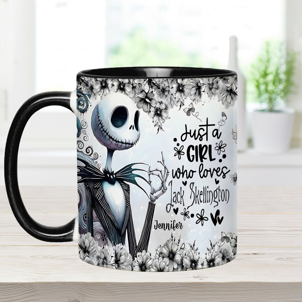 Personalized Nightmare Accent Mug Just a Girl Who Loves Jack Skellington Gift Accent Mug GradoCreations