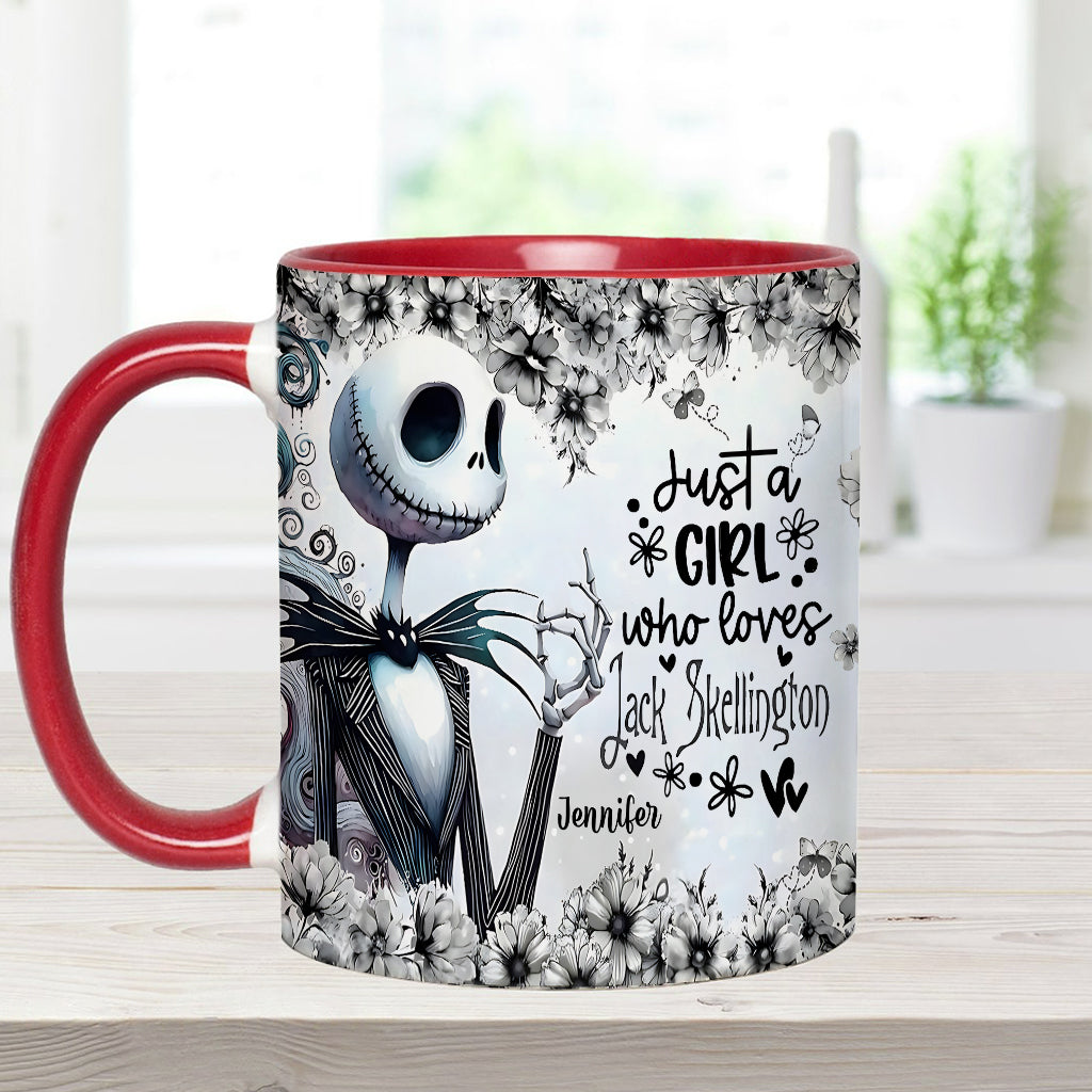 Personalized Nightmare Accent Mug Just a Girl Who Loves Jack Skellington Gift Accent Mug GradoCreations