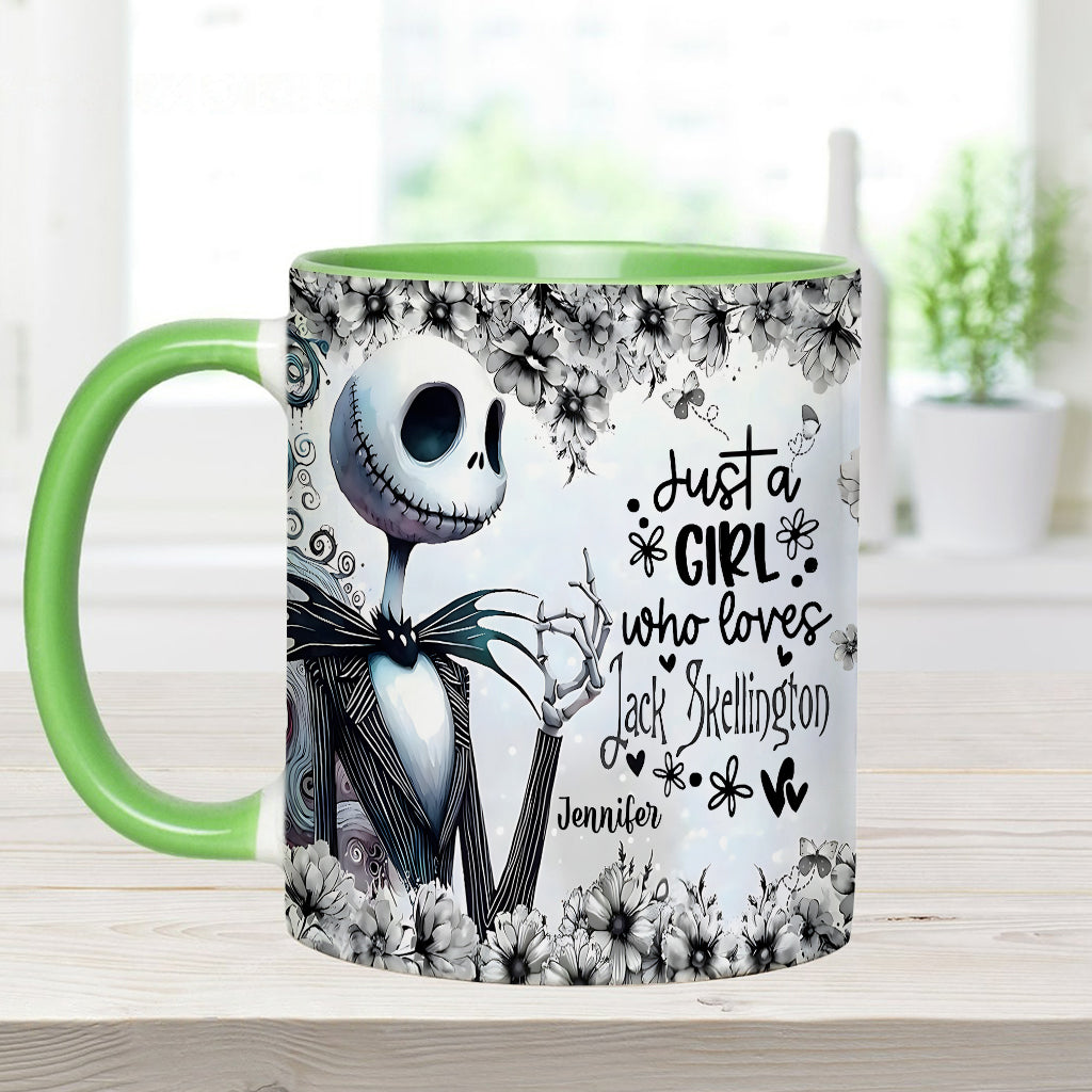 Personalized Nightmare Accent Mug Just a Girl Who Loves Jack Skellington Gift Accent Mug GradoCreations