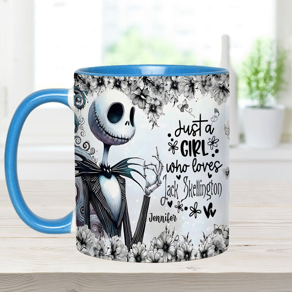 Personalized Nightmare Accent Mug Just a Girl Who Loves Jack Skellington Gift Accent Mug GradoCreations