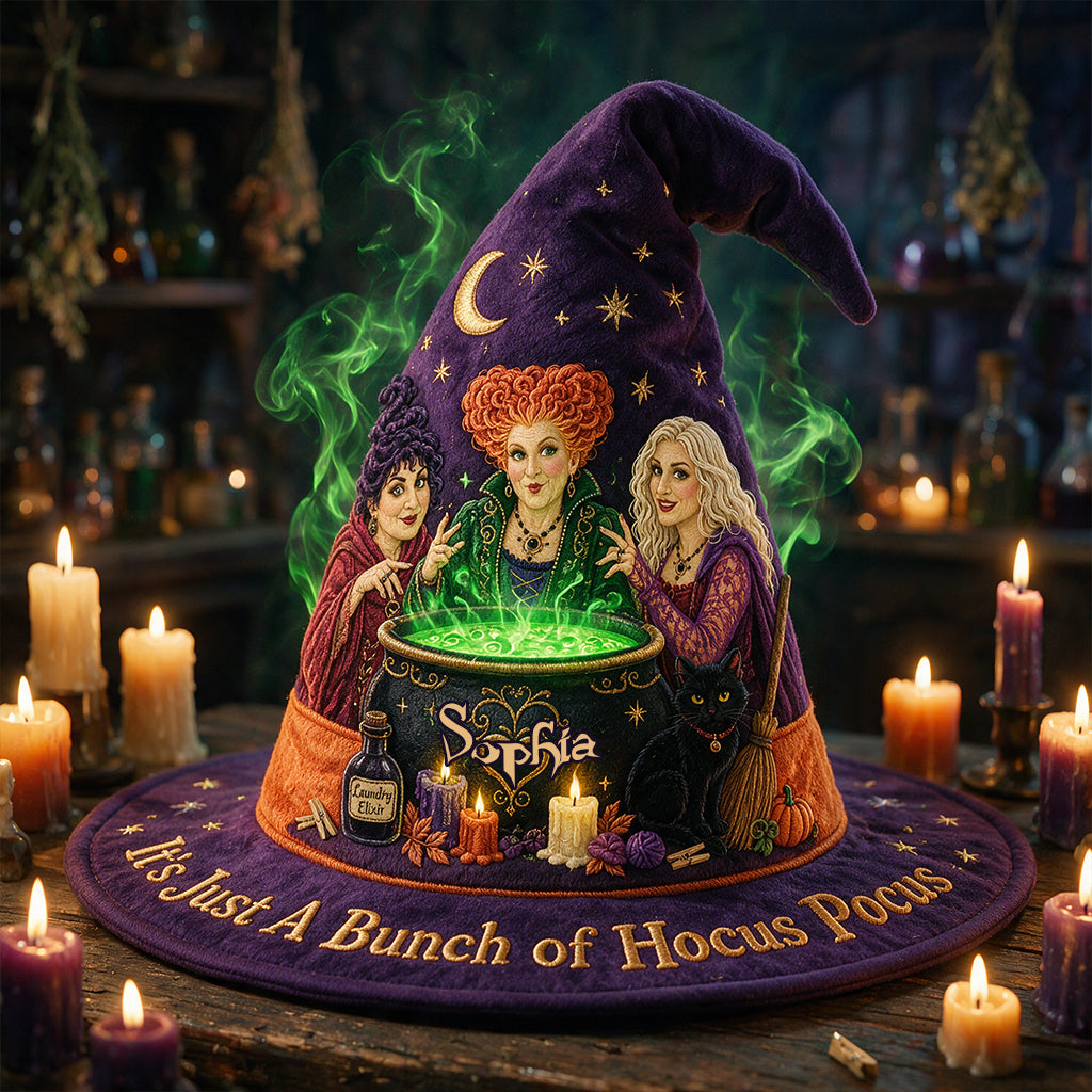 Personalized Witch Hat Quilt with Custom Name - Halloween Gift for Her Quilt Witch Hat GradoCreations