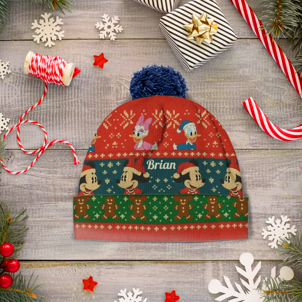 Personalized Cartoon Mouse Beanie Hat for Kids & Adults - Christmas Gift Beanie Hat GradoCreations
