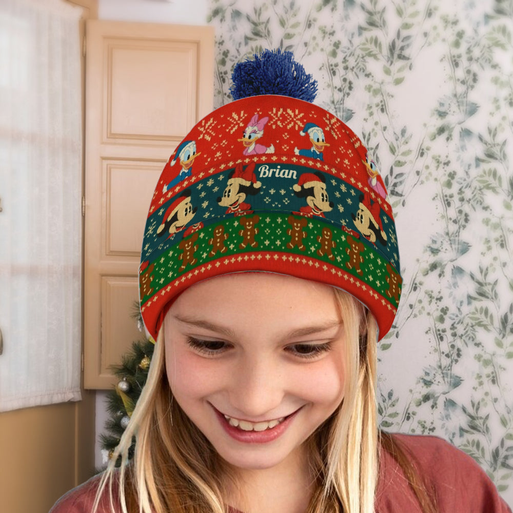 Personalized Cartoon Mouse Beanie Hat for Kids & Adults - Christmas Gift Beanie Hat GradoCreations