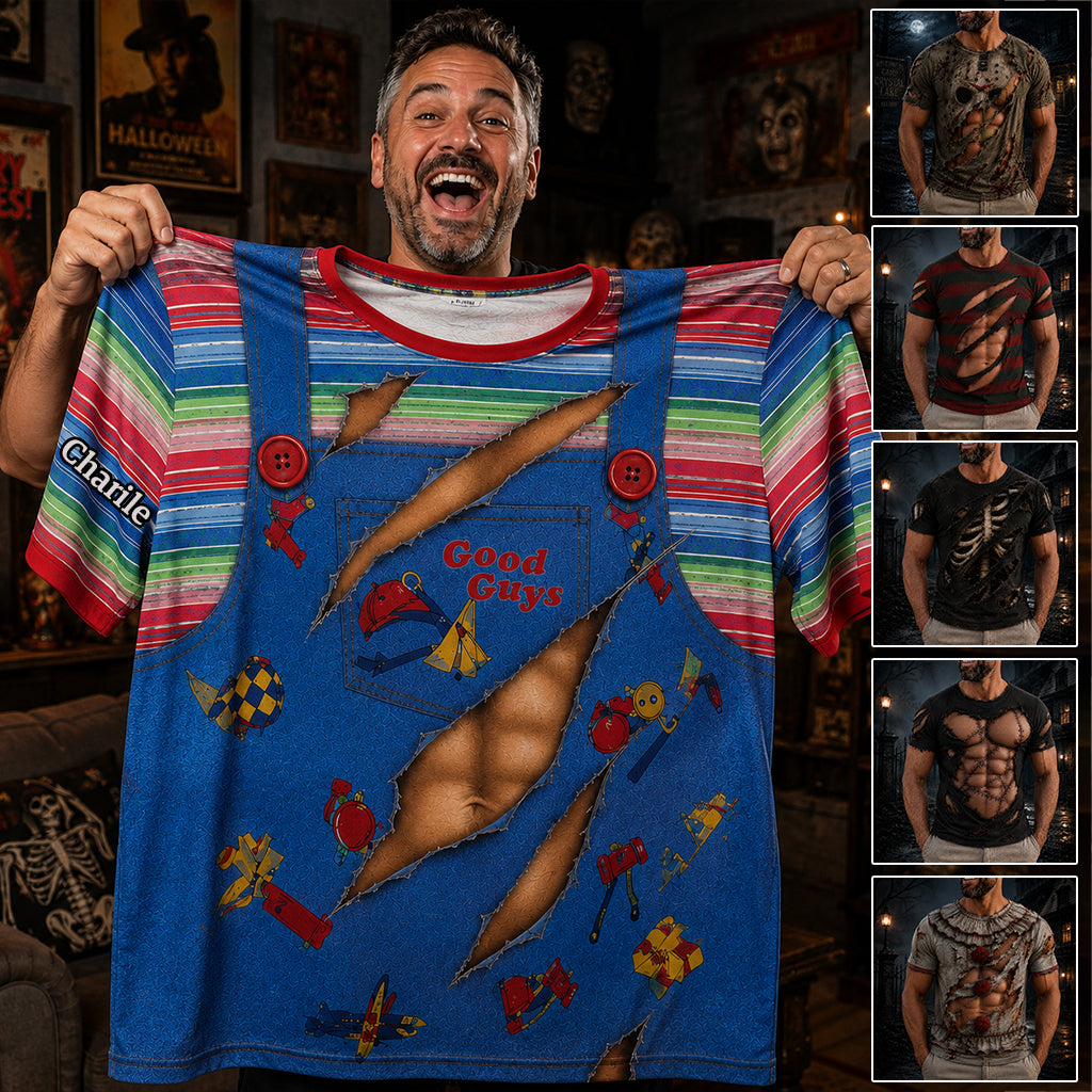 Personalized Horror Character All Over Print Shirt for Halloween Gift AOP Shirt GradoCreations