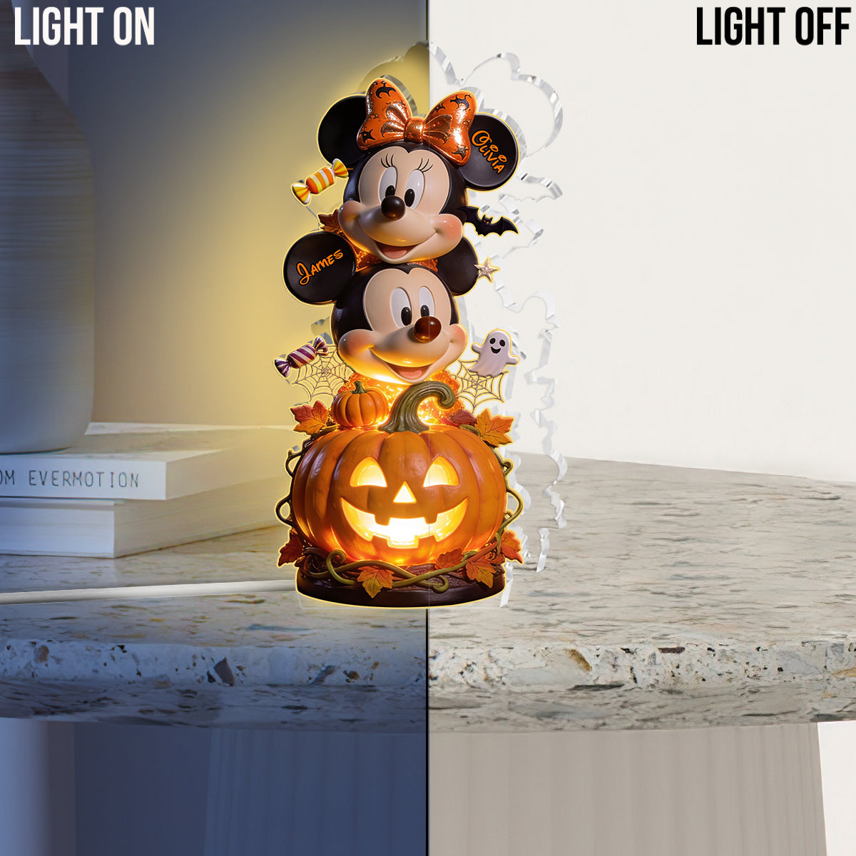 Personalized Acrylic LED Night Light Halloween Gift for Couples Acrylic LED Night Light GradoCreations