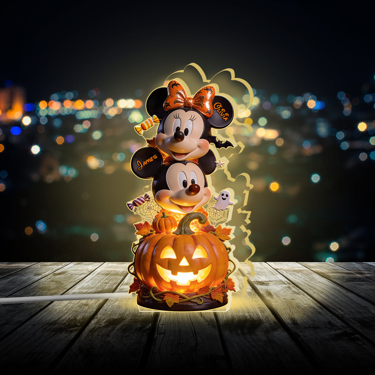 Personalized Acrylic LED Night Light Halloween Gift for Couples Acrylic LED Night Light GradoCreations