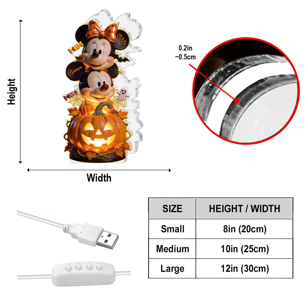 Personalized Acrylic LED Night Light Halloween Gift for Couples Acrylic LED Night Light GradoCreations