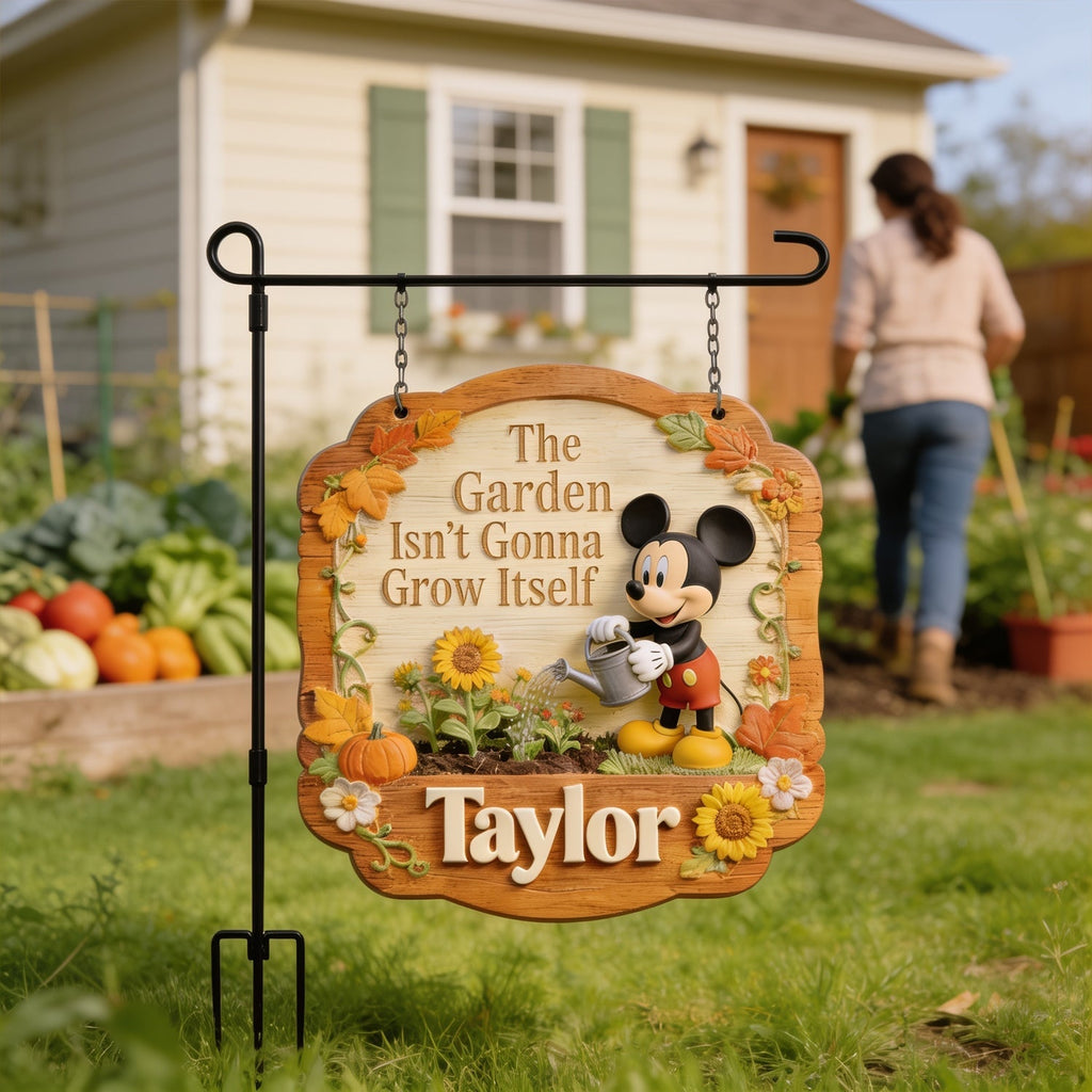 Personalized Wood Garden Sign with Stake & Custom Name for Home Wood Sign With Stake GradoCreations