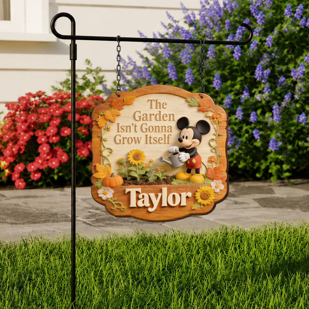 Personalized Wood Garden Sign with Stake & Custom Name for Home Wood Sign With Stake GradoCreations