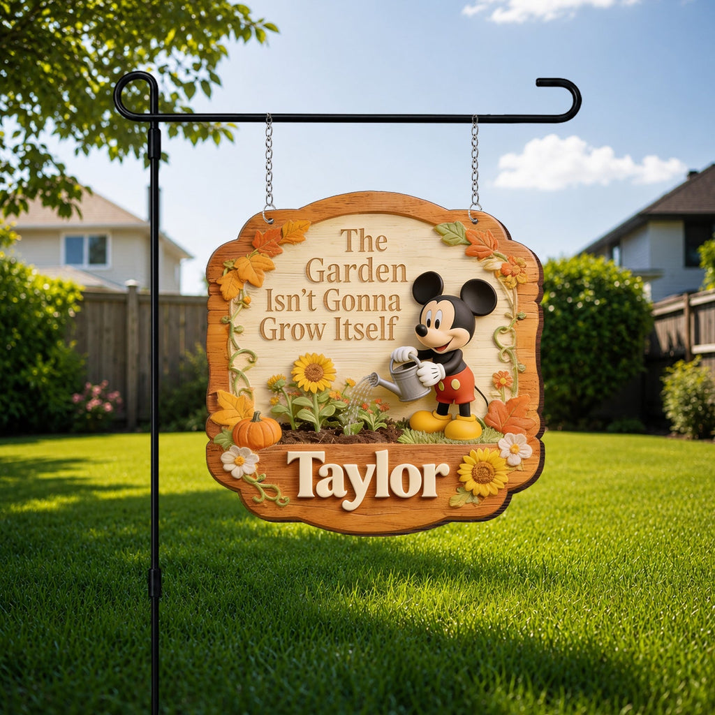 Personalized Wood Garden Sign with Stake & Custom Name for Home Wood Sign With Stake GradoCreations