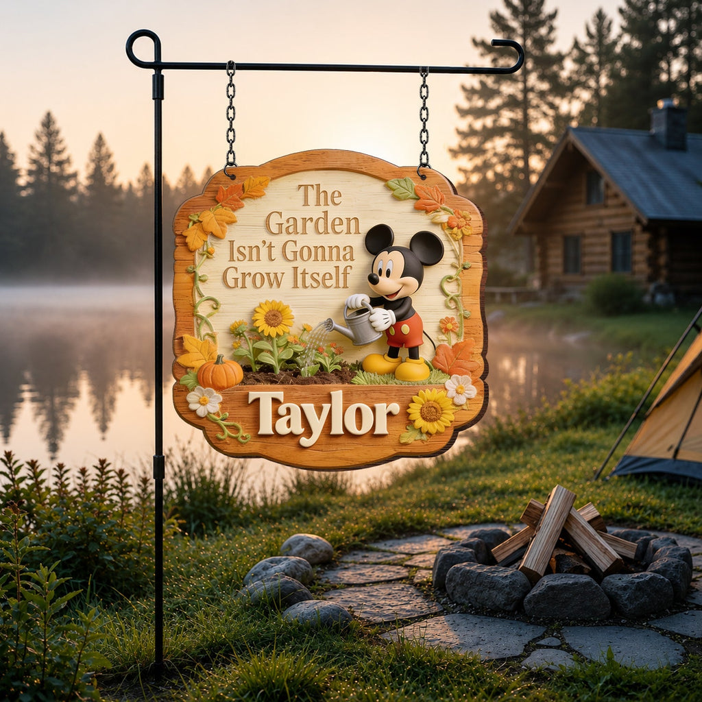 Personalized Wood Garden Sign with Stake & Custom Name for Home Wood Sign With Stake GradoCreations
