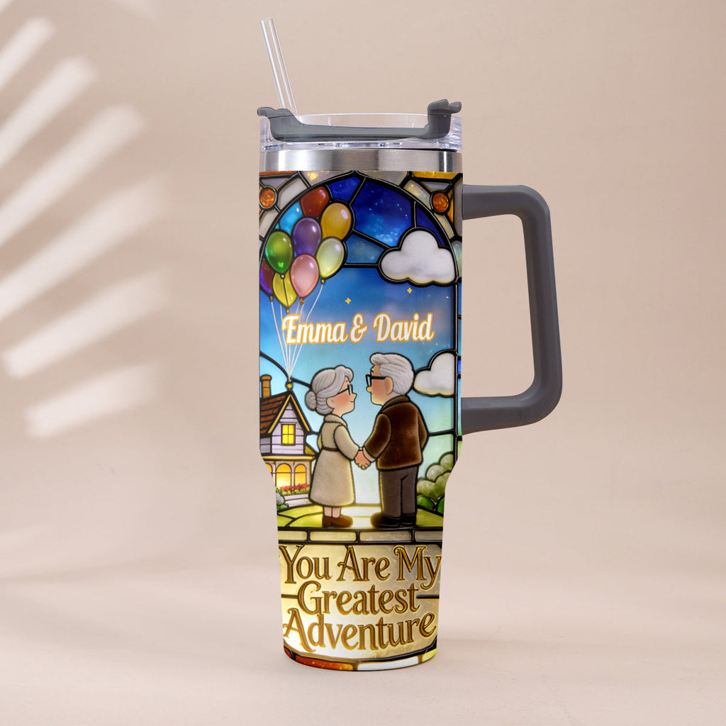 Personalized Couples Tumbler with Plush Charm - Unique Adventure Gift Tumbler With Plush Charm GradoCreations