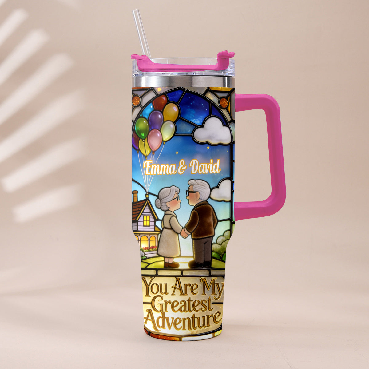 Personalized Couples Tumbler with Plush Charm - Unique Adventure Gift Tumbler With Plush Charm GradoCreations