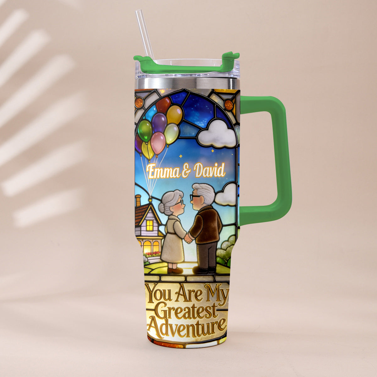 Personalized Couples Tumbler with Plush Charm - Unique Adventure Gift Tumbler With Plush Charm GradoCreations