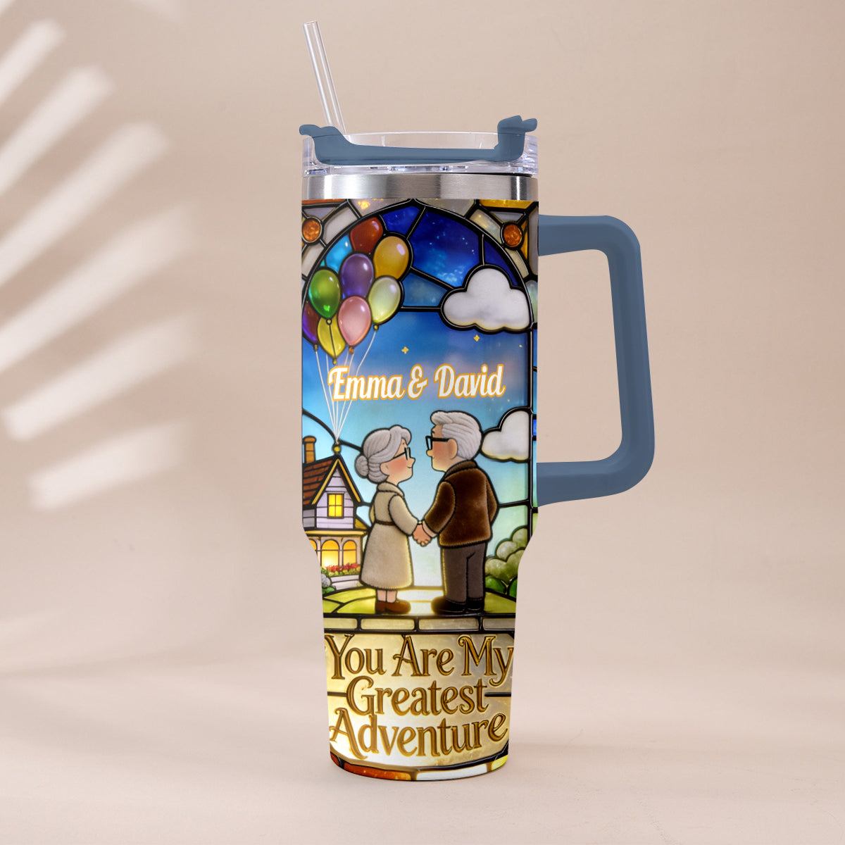 Personalized Couples Tumbler with Plush Charm - Unique Adventure Gift Tumbler With Plush Charm GradoCreations