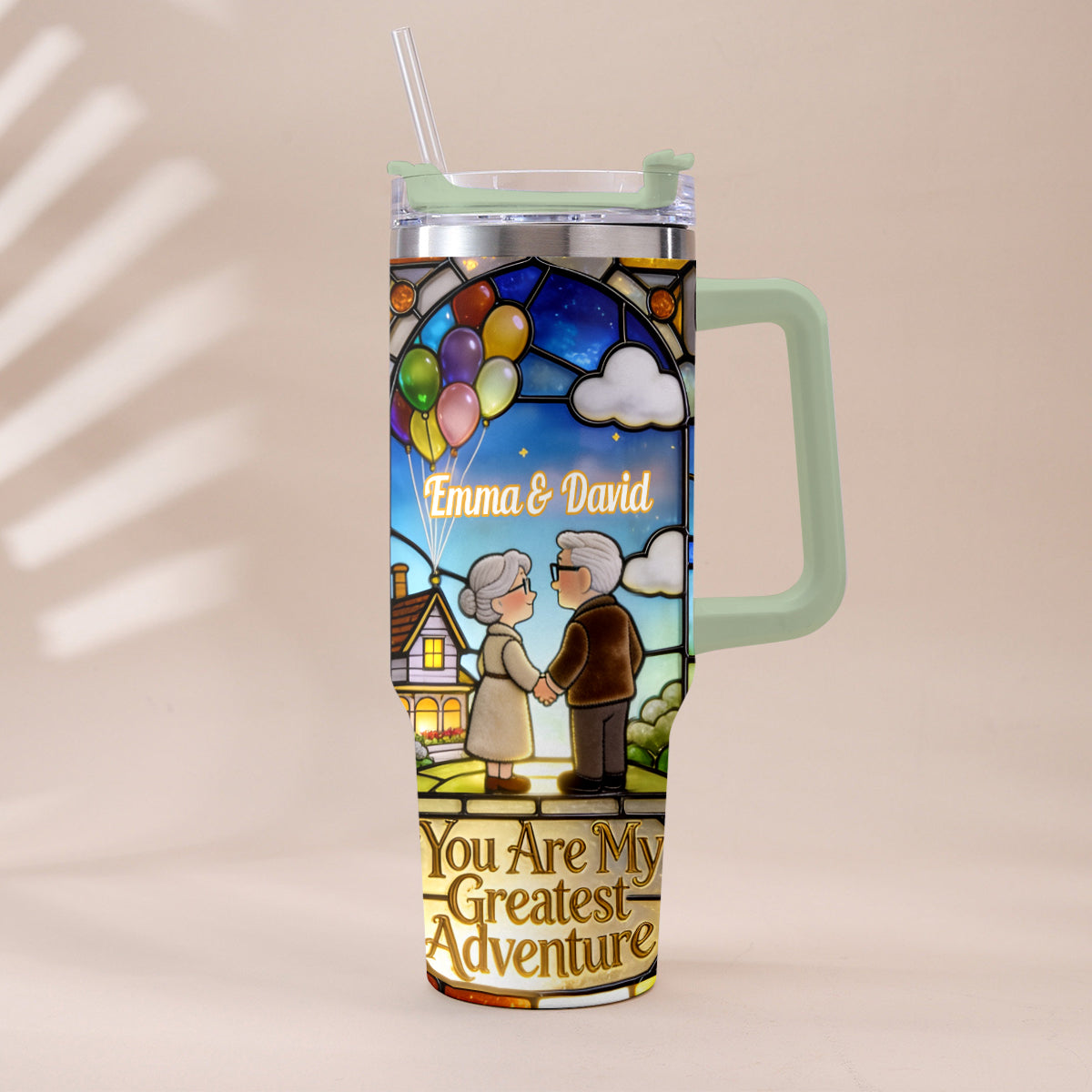 Personalized Couples Tumbler with Plush Charm - Unique Adventure Gift Tumbler With Plush Charm GradoCreations