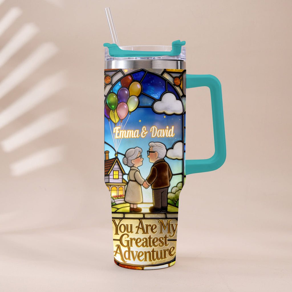 Personalized Couples Tumbler with Plush Charm - Unique Adventure Gift Tumbler With Plush Charm GradoCreations