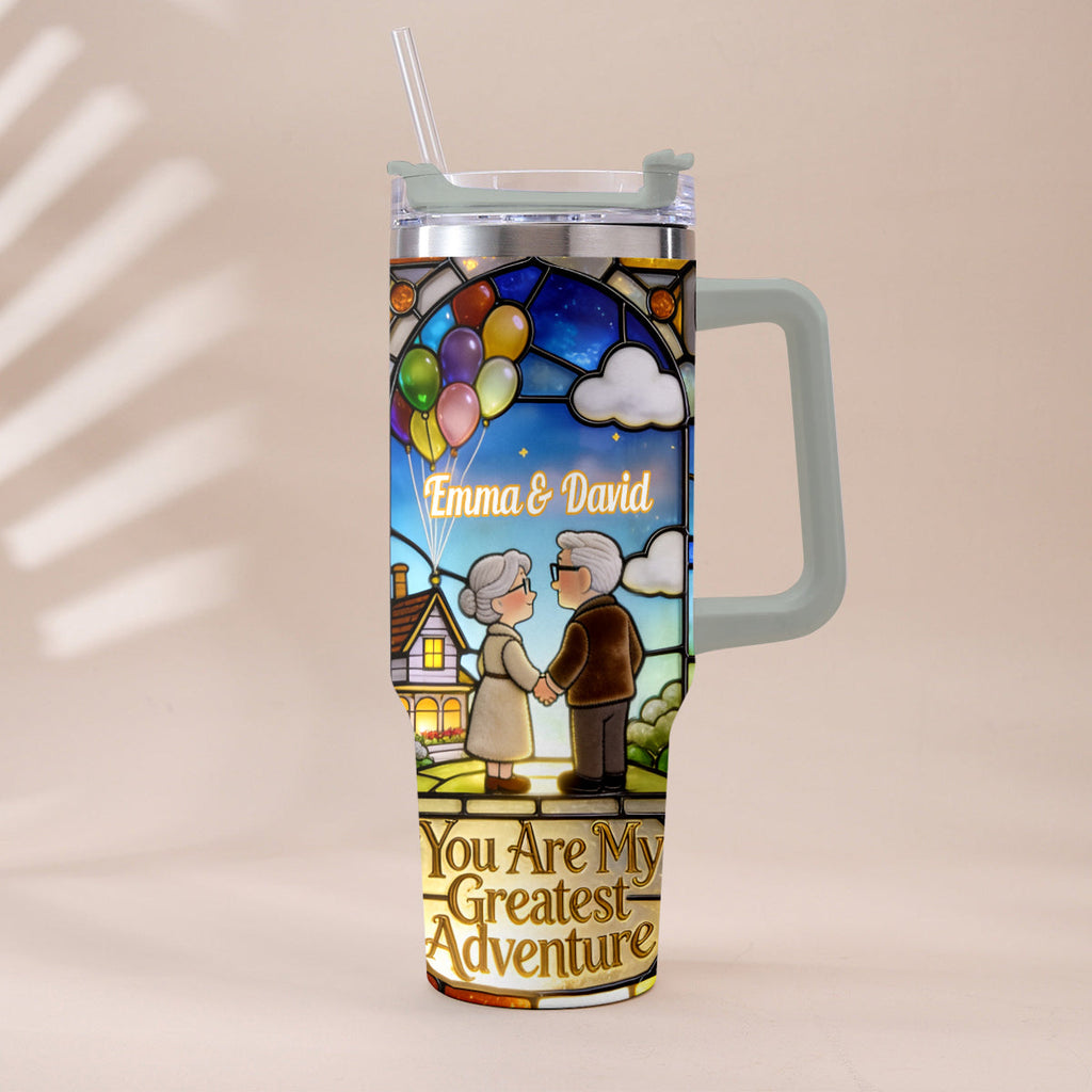 Personalized Couples Tumbler with Plush Charm - Unique Adventure Gift Tumbler With Plush Charm GradoCreations