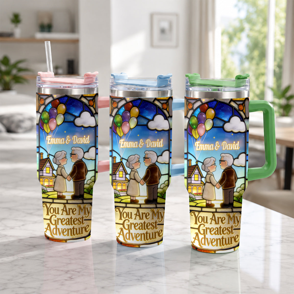 Personalized Couples Tumbler with Plush Charm - Unique Adventure Gift Tumbler With Plush Charm GradoCreations