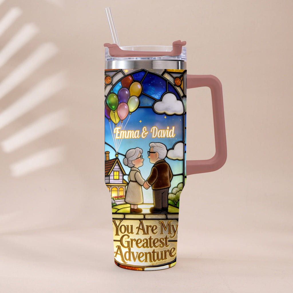 Personalized Couples Tumbler with Plush Charm - Unique Adventure Gift Tumbler With Plush Charm GradoCreations