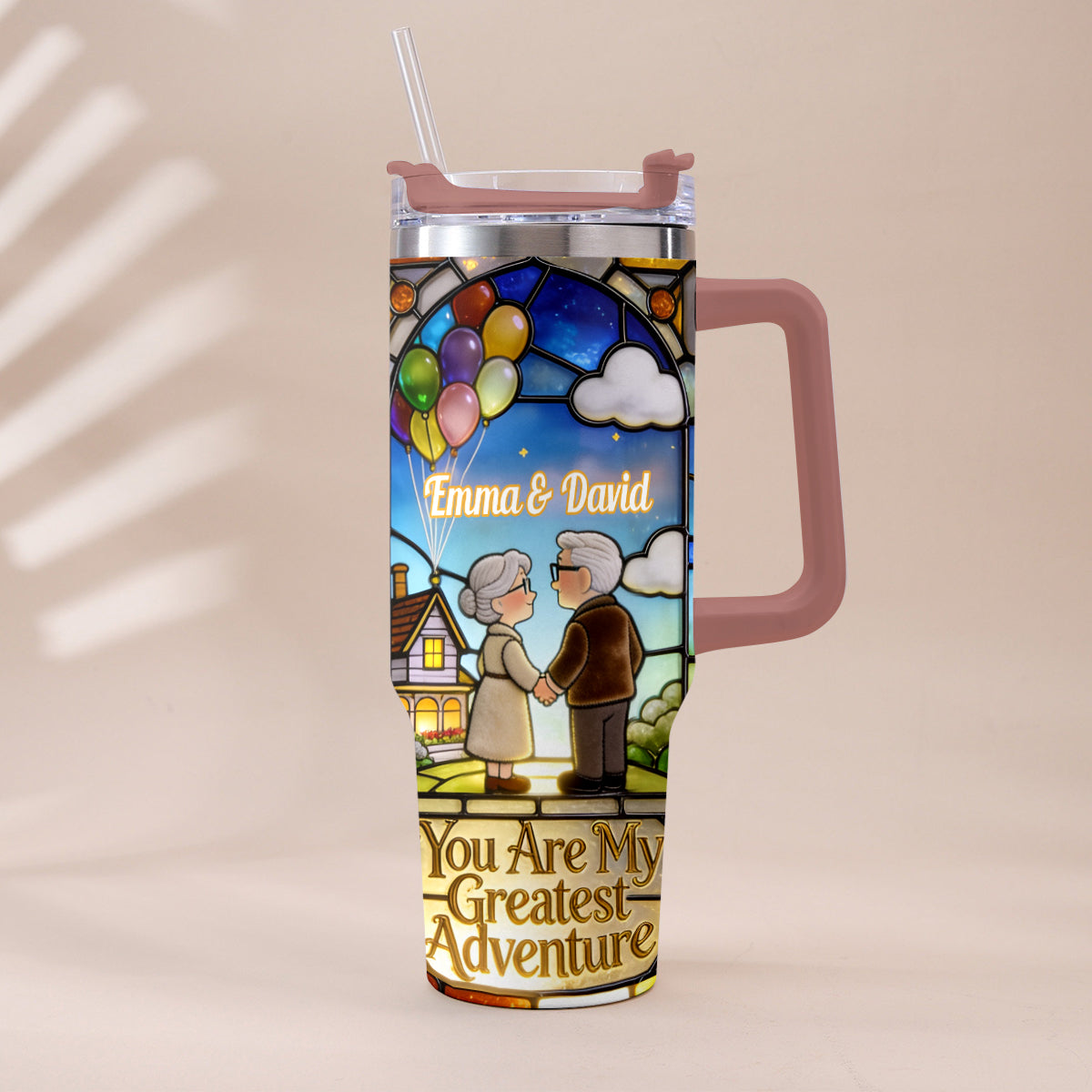 Personalized Couples Tumbler with Plush Charm - Unique Adventure Gift Tumbler With Plush Charm GradoCreations
