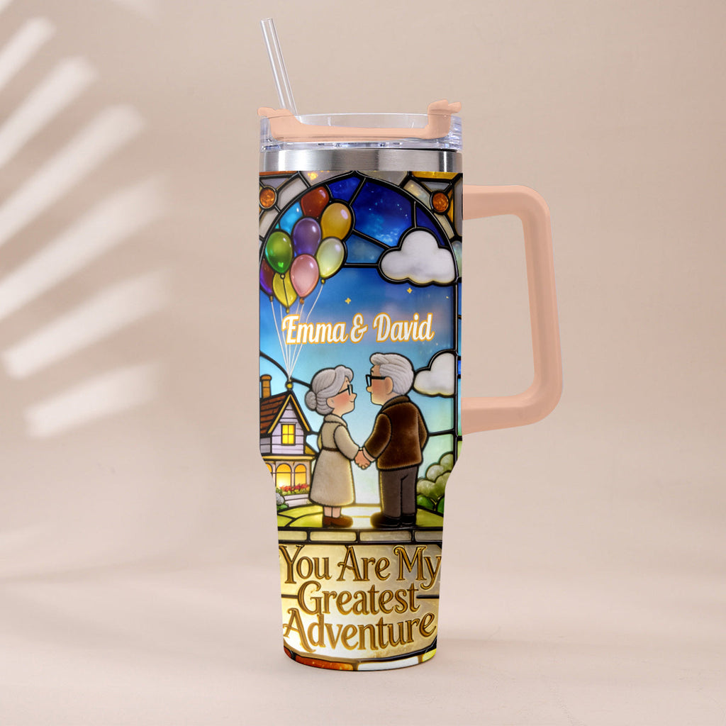Personalized Couples Tumbler with Plush Charm - Unique Adventure Gift Tumbler With Plush Charm GradoCreations