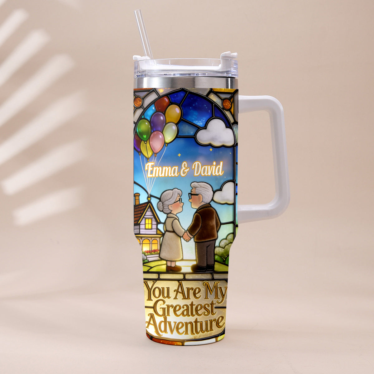 Personalized Couples Tumbler with Plush Charm - Unique Adventure Gift Tumbler With Plush Charm GradoCreations