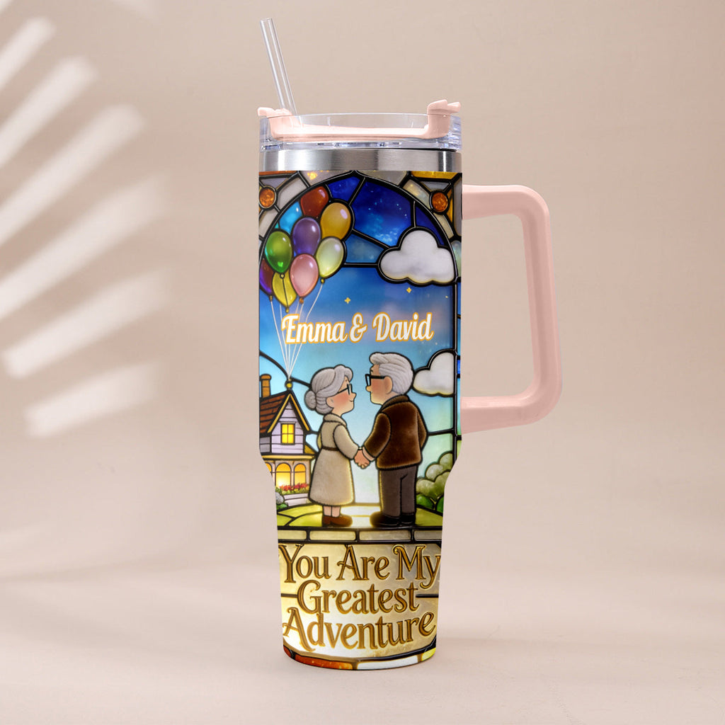 Personalized Couples Tumbler with Plush Charm - Unique Adventure Gift Tumbler With Plush Charm GradoCreations