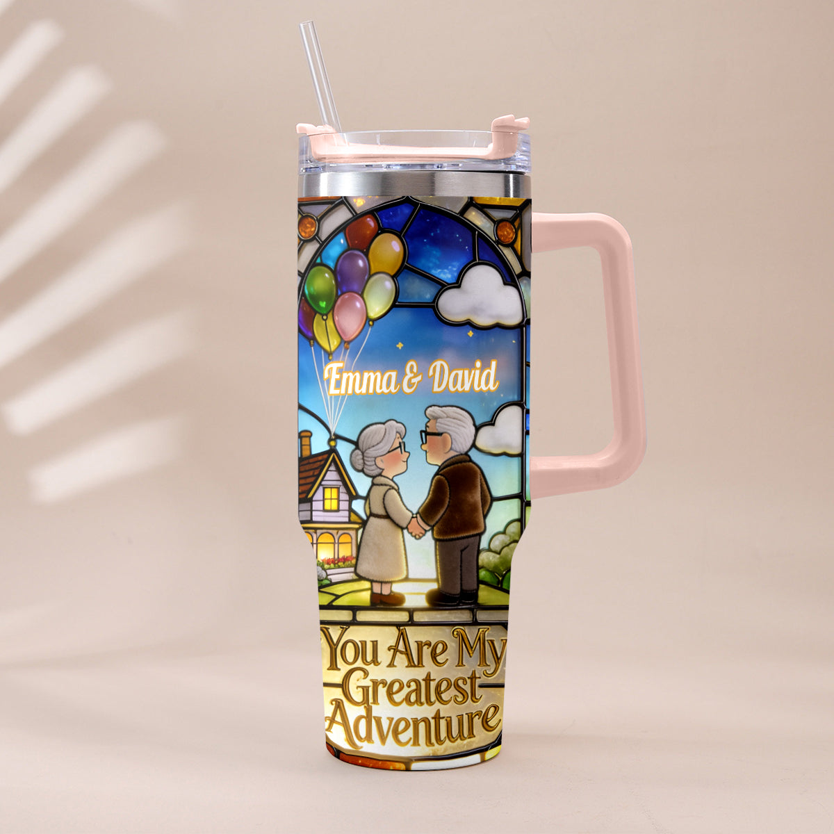 Personalized Couples Tumbler with Plush Charm - Unique Adventure Gift Tumbler With Plush Charm GradoCreations