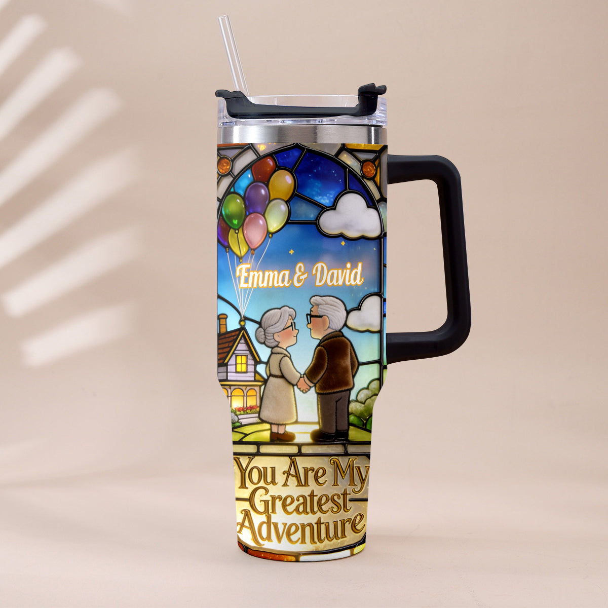 Personalized Couples Tumbler with Plush Charm - Unique Adventure Gift Tumbler With Plush Charm GradoCreations