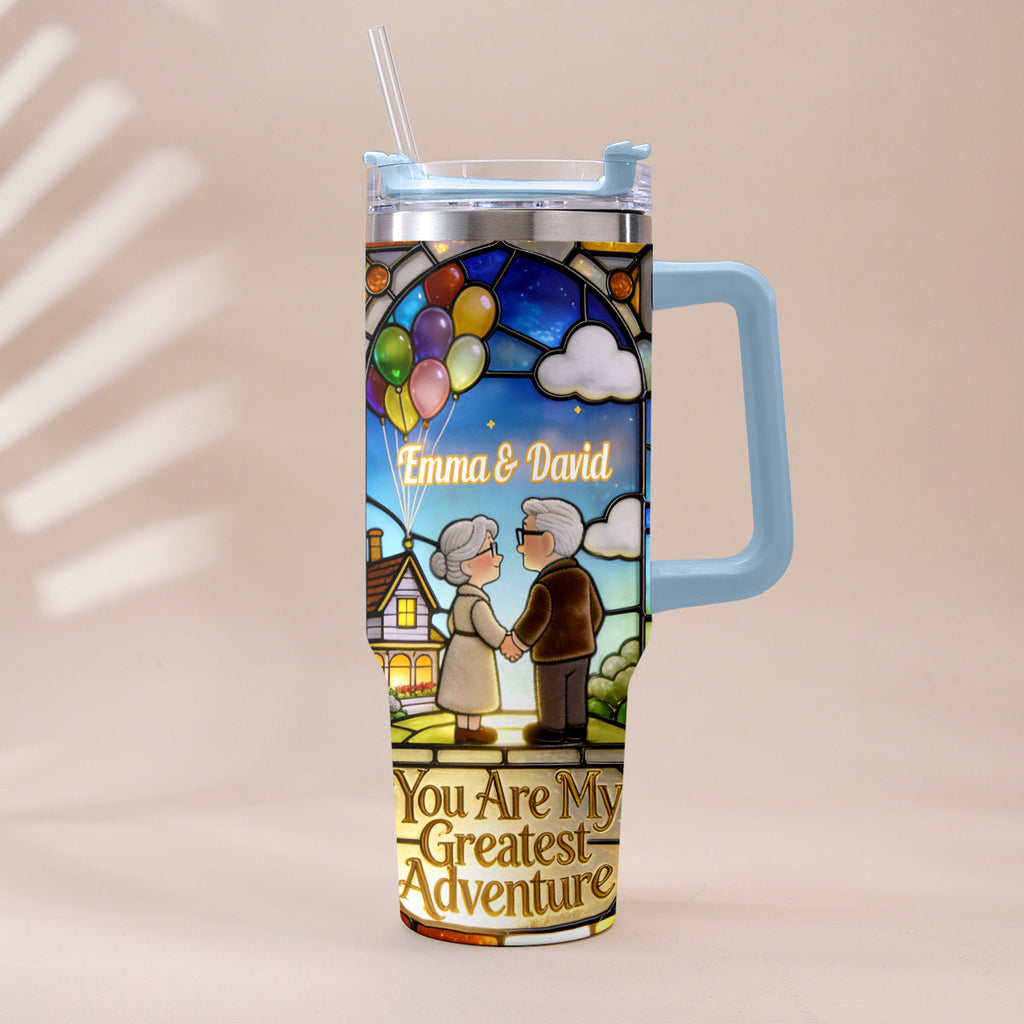 Personalized Couples Tumbler with Plush Charm - Unique Adventure Gift Tumbler With Plush Charm GradoCreations