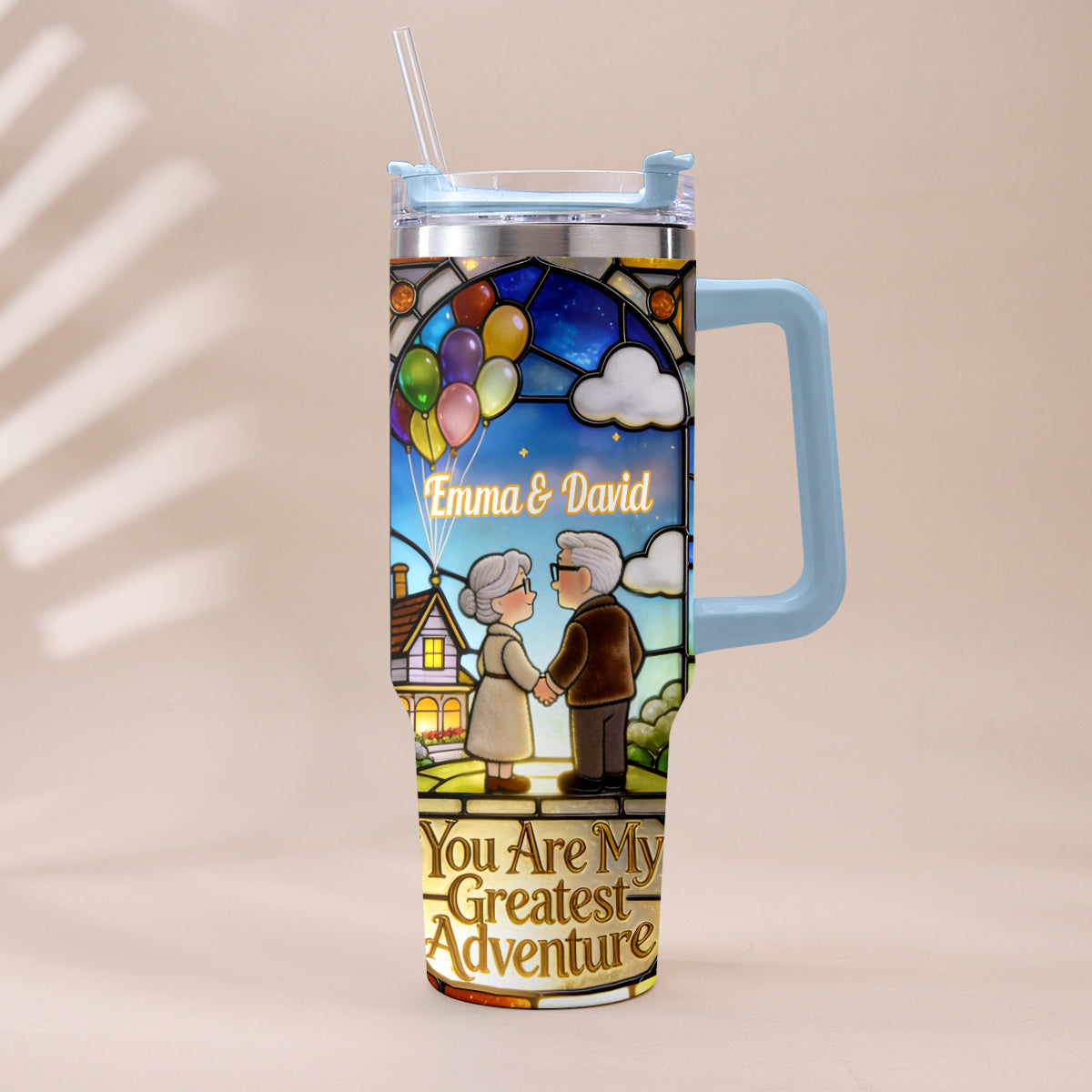 Personalized Couples Tumbler with Plush Charm - Unique Adventure Gift Tumbler With Plush Charm GradoCreations