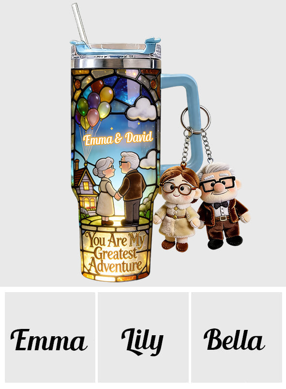 Personalized Couples Tumbler with Plush Charm - Unique Adventure Gift Tumbler With Plush Charm GradoCreations