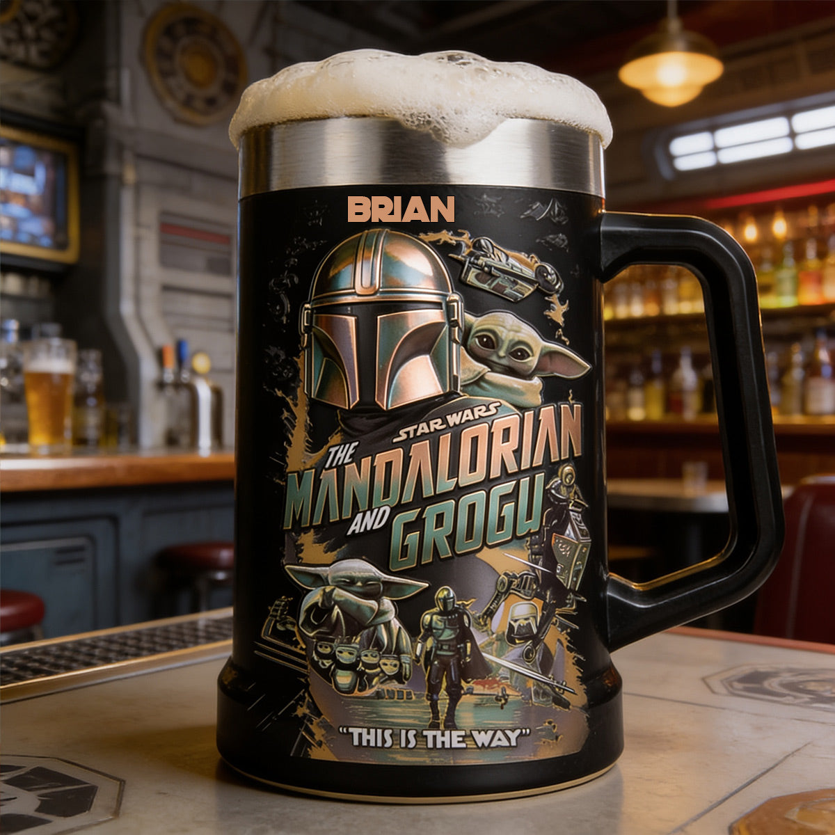 Personalized The Mandalorian Beer Stein Custom Name Gift Beer Stein GradoCreations