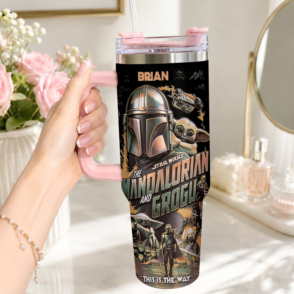Personalized Star Wars Tumbler with Plush Charm Gift for Fans Tumbler With Plush Charm GradoCreations