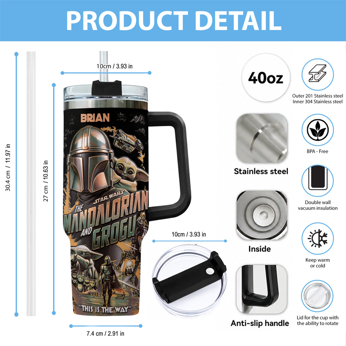 Personalized Star Wars Tumbler with Plush Charm Gift for Fans Tumbler With Plush Charm GradoCreations